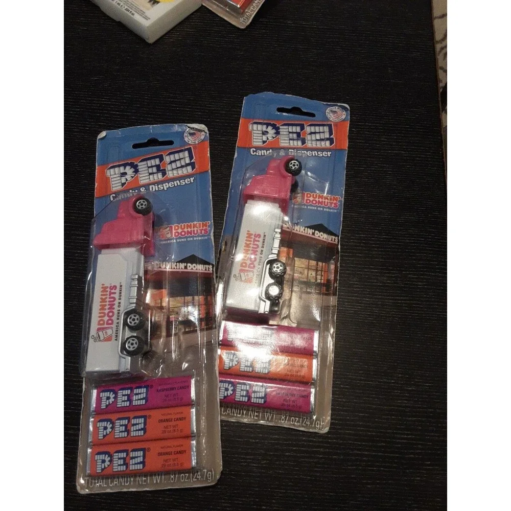 Lot 2 Sealed Limited Edition Dunkin Donuts Pez Dispenser Truck PINK CAB